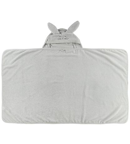 Pippi Baby Hooded Towel - 70x120 - Grey w. Rabbit