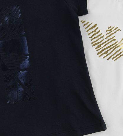 Emporio Armani Stuttermabolur - Stuttermabolur - Dökkblátt/Hvítu