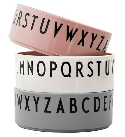 Design Letters Kom - 3-pack - Roze/Wit/Grijs m. Letters