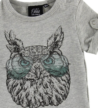 Petit by Sofie Schnoor T-shirt - Julius - Gråmelerad m. Uggla