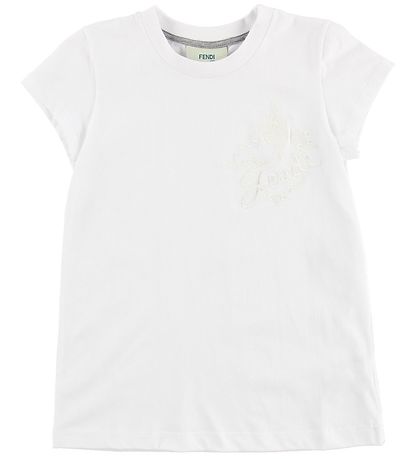 Fendi Kids T-shirt - White w. Embroidery