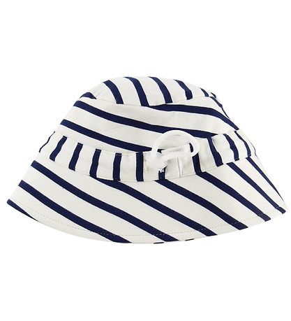 Minymo Bucket Hat - Bamboo - White/Navy Striped