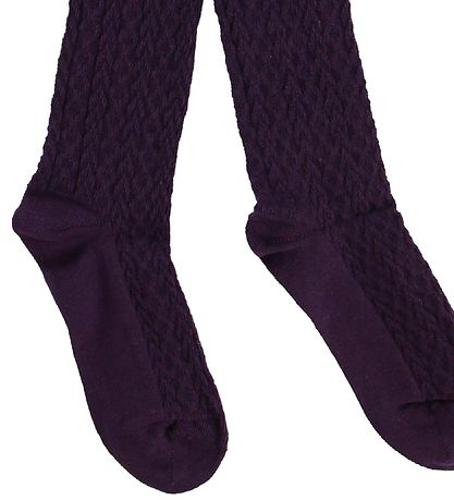 Minymo Tights - 2-Pack - Purple/Rose Striped w. Gold