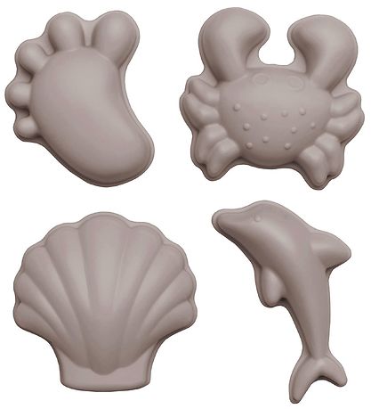 Moules à Sable Scrunch - 4 pièces - Silicone - 6,5-10,5 cm - Gri