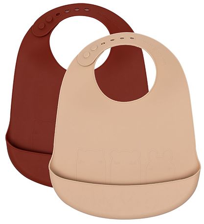 We Might Be Tiny Lätzchen sein - 2er-Pack - Silikon - Beige/Rust