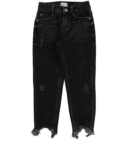 Grunt Jeans - Afslappað - Svart gallaefni