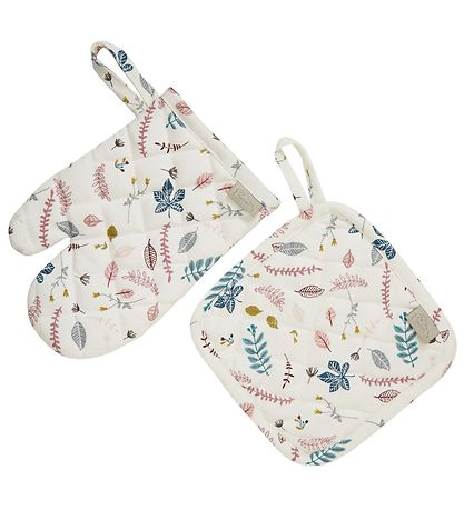 Cam Cam Oven Mitts & Potholder - Pressed Leaves Rose