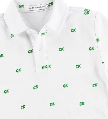 Calvin Klein Polo - Weiß m. Grün/CK