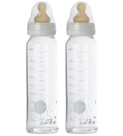 Hevea Babyflasche - 240 ml - 2er-Pack - Weiß/Glas