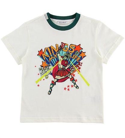 Dolce & Gabbana Stuttermabolur - Superhero - Hvítur