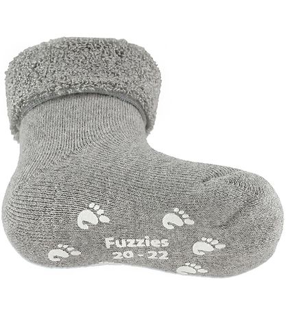 Fuzzies Baby Socks w. Anti-Slip - Light Grey