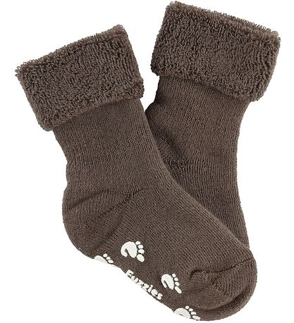 Fuzzies Baby Socks w. Anti-Slip - Walnut