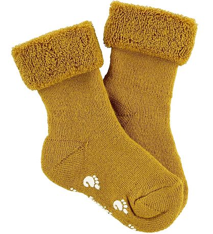 Fuzzies Baby Socks w. Anti-Slip - Mustard