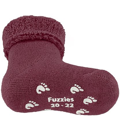 Fuzzies Baby Socks w. Anti-Slip - Bordeaux