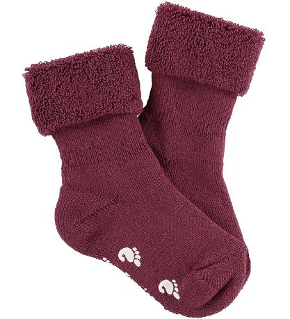 Fuzzies Baby Socks w. Anti-Slip - Bordeaux