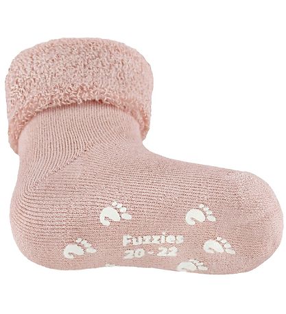 Fuzzies Baby Socks w. Anti-Slip - Powder