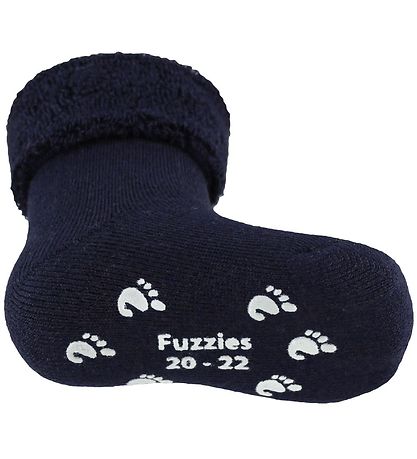 Fuzzies Baby Socks w. Anti-Slip - Navy