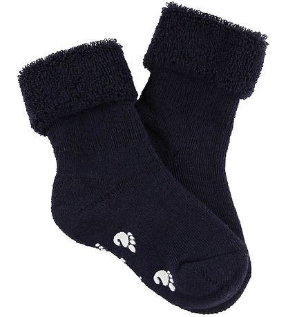 Fuzzies Baby Socks w. Anti-Slip - Navy