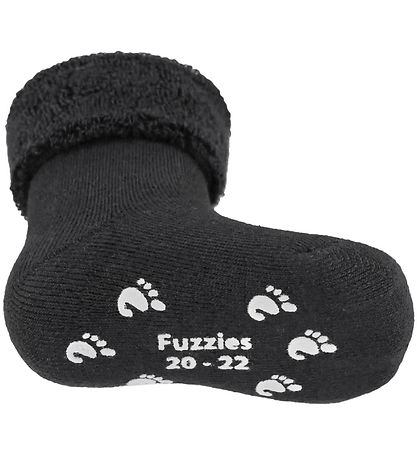 Fuzzies Baby Socks w. Anti-Slip - Charcoal