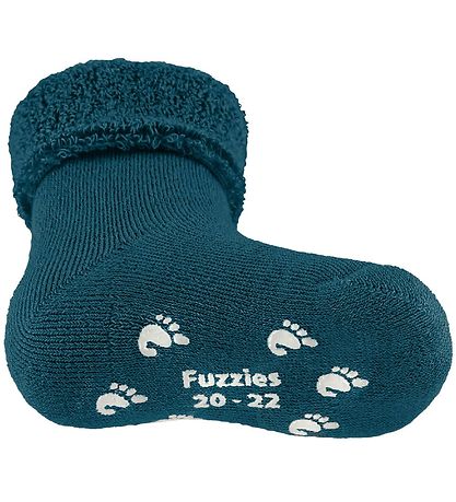Fuzzies Baby Socks w. Anti-Slip - Petrol