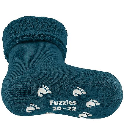 Fuzzies Babysocken m. Antirutsch - Petroleum