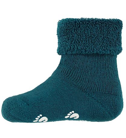 Fuzzies Baby Socks w. Anti-Slip - Petrol