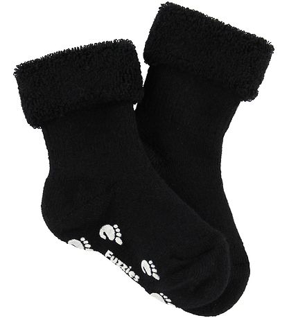 Fuzzies Baby Socks w. Anti-Slip - Black