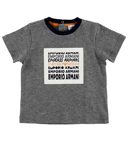 Emporio Armani Stuttermabolur - 3 Pakki - Grátóna/Svart/Appelsín