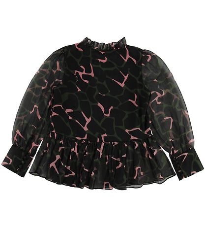 Emporio Armani Hemdbluse - Schwarz m. Armygrün/Pink