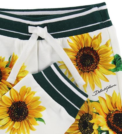 Dolce & Gabbana Jogginghosen - Sonnenblume - Weiß/Dunkelgrün