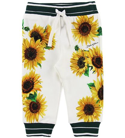 Dolce & Gabbana Jogginghosen - Sonnenblume - Weiß/Dunkelgrün