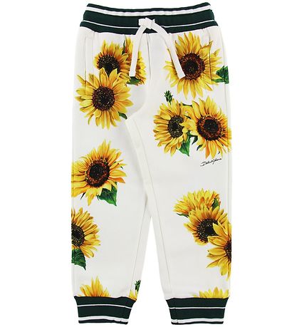 Dolce & Gabbana Jogginghosen - Sonnenblume - Weiß/Dunkelgrün
