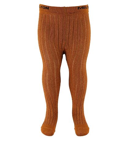 Melton Tights - Rib - Bamboo - Burnt Orange/Glitter