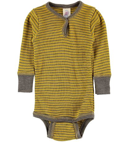Engel Romper l/s - Wol/Zijde - Saffraan/Walnoot