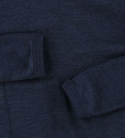 Engel Long Sleeve Top - Wool/Silk - Navy-Blue