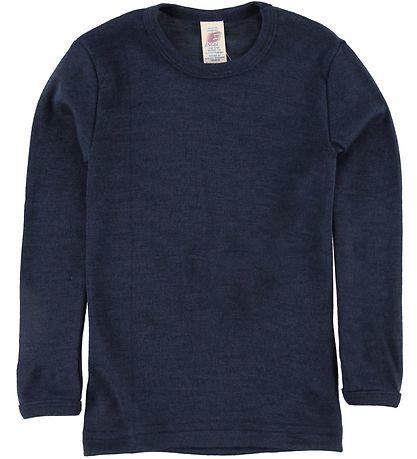 Engel Long Sleeve Top - Wool/Silk - Navy-Blue