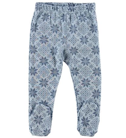 Joha Leggings M. Fótur - Ull - Ljósblár M. Stjörnur
