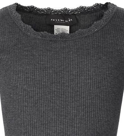 Rosemunde Bluse - Rib - Grau Meliert m. Spitze