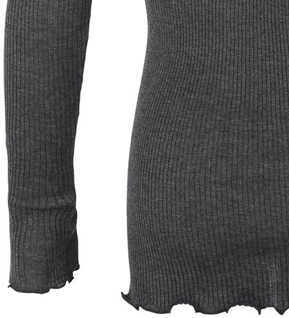 Rosemunde Bluse - Rib - Grau Meliert m. Spitze