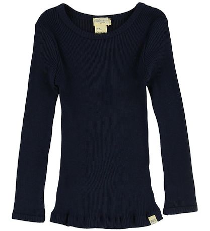 Minimalisma Long Sleeve Top - Bergen - Silk/Cotton - Dark Blue