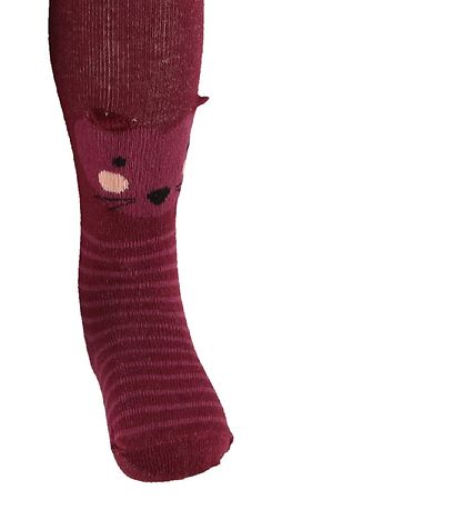 Melton Tights - Plum w. Mouse