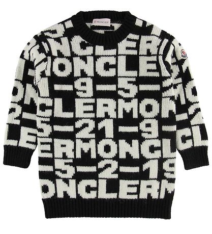 Moncler Kleid - Acryl/Wolle - Schwarz/Weiß m. Text