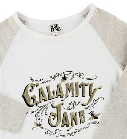Bonton Pullover - Weiß/Graumeliert m. Print
