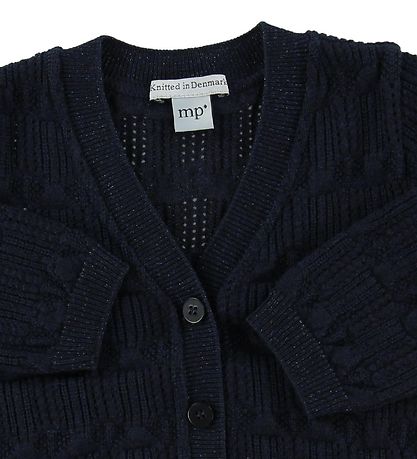 MP Cardigan - Ull/Bómull - Dökkblátt M. Glimmer