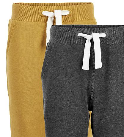 Minymo Jogginghosen - 2er-Pack - Senfgelb/Anthrazitgrau