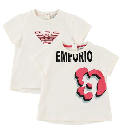 Emporio Armani T-shirt - 2-pack - White w. Logo/Print