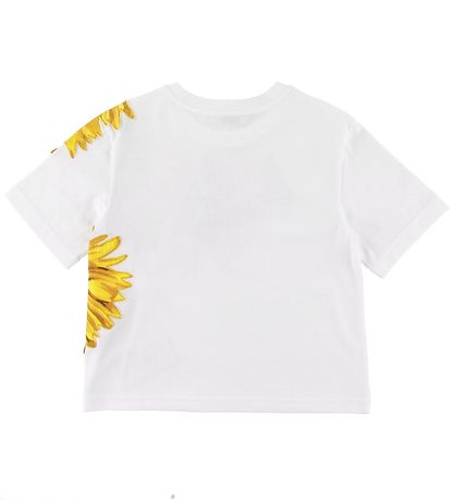 Dolce & Gabbana T-Shirt - Wei m. Sonnenblumen/Kristalle