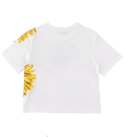 Dolce & Gabbana Stuttermabolur - Hvítt M. Sólblómaolía/Kristalla