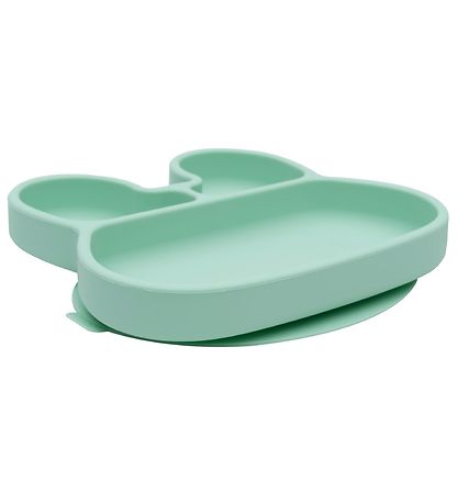 We Might Be Tiny Plate - Silicone - 3 Room - Rabbit - Minty Gr
