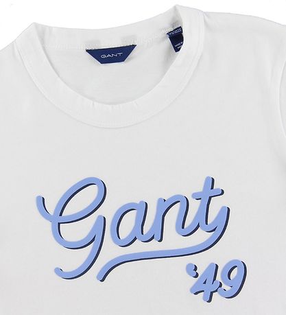 GANT T-shirt - Gant Script - White w. Light Blue